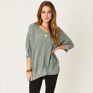 🏷️NWT ADYP Cable knit Drop Shoulder Sweater Sage Green Medium Nordstrom